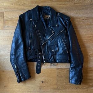 Vintage Black Leather Biker Jacket